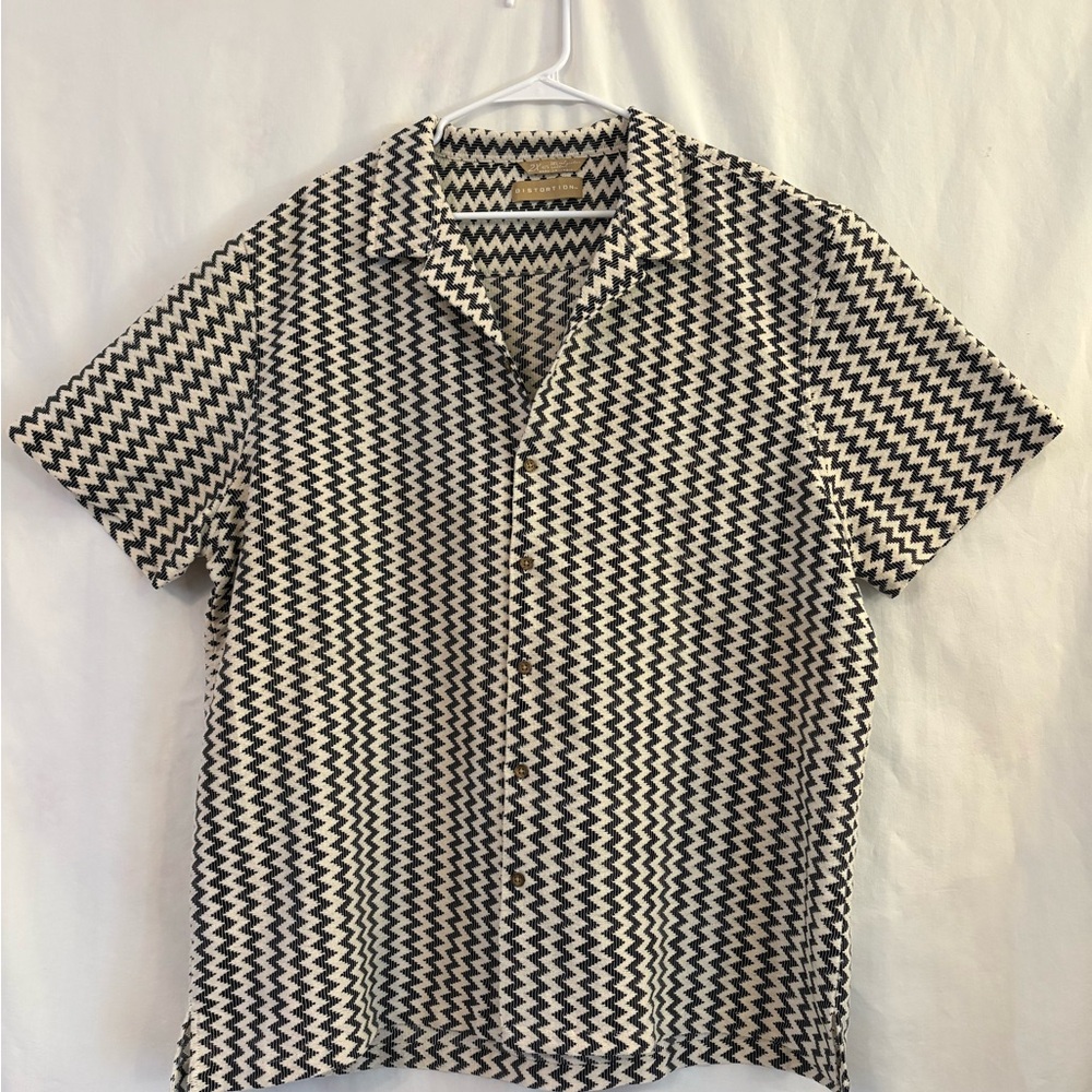 Distortion Men's Lightweight Short Sleeve Zigzag Shirt Black/White Size XXL